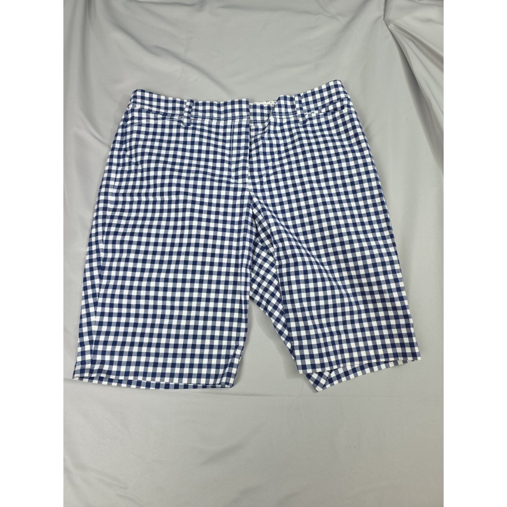 Talbots Perfect Shorts Blue White Gingham Bermuda Womens 6 Beach Cottage Core